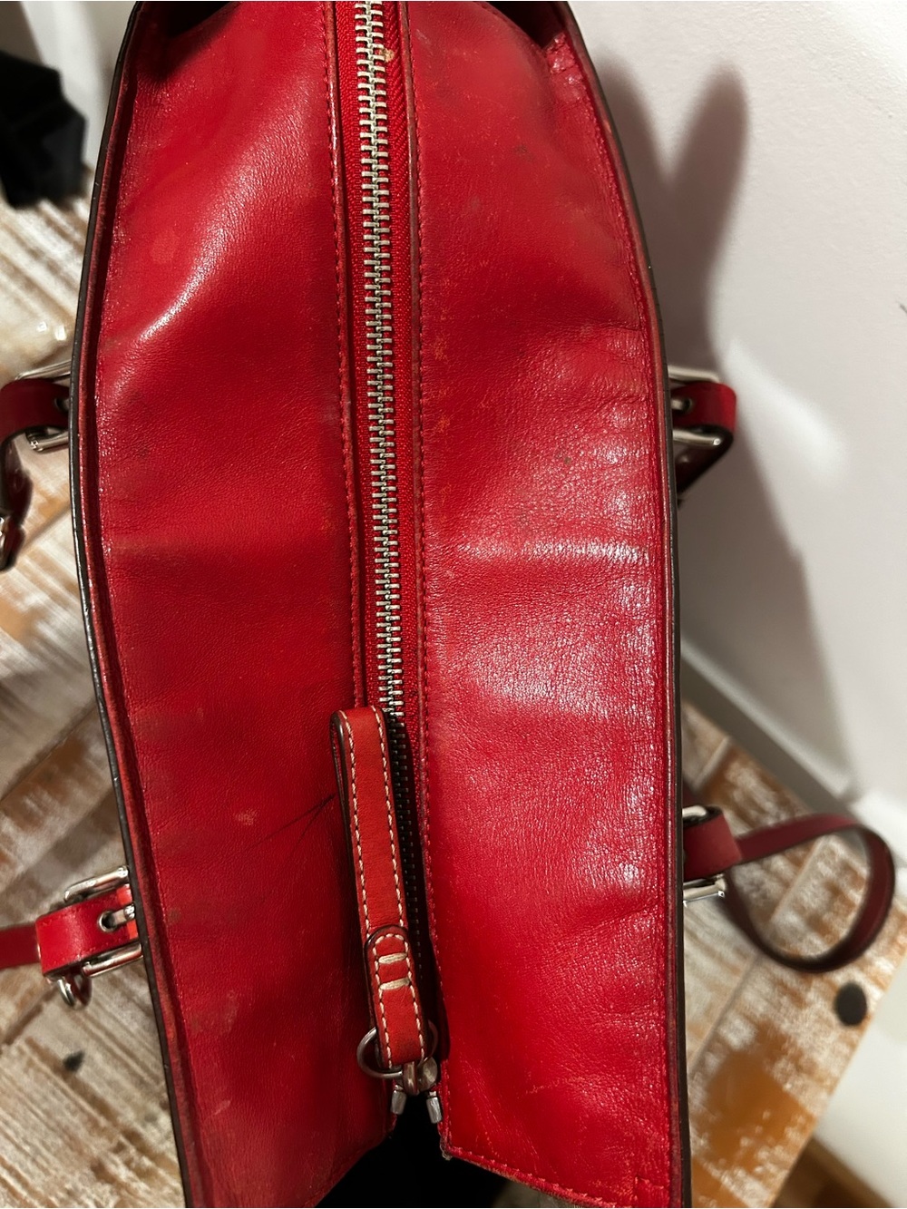 Coach Red Leather Double-Handle Gallery Tote with Ring Hardware F11525 - Picture 8 of 8